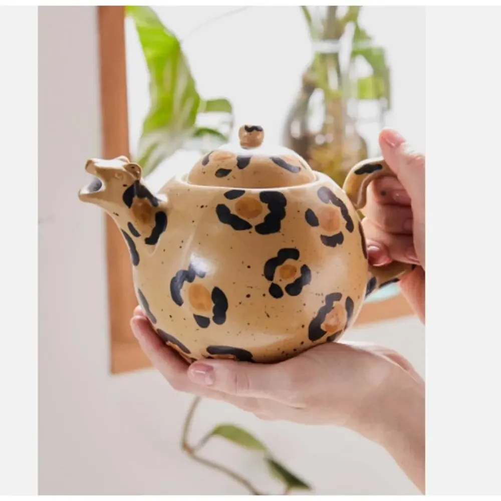 Urban Outfitters Leopard Teapot Animal Print Ceramic Jungle Boho Decor